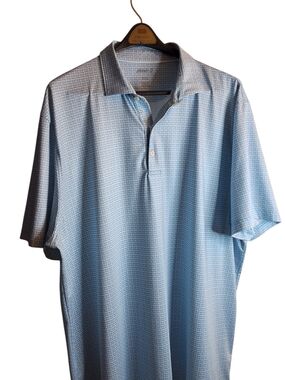 Johnnie-O Blue & White Short Sleeve Polo XXL